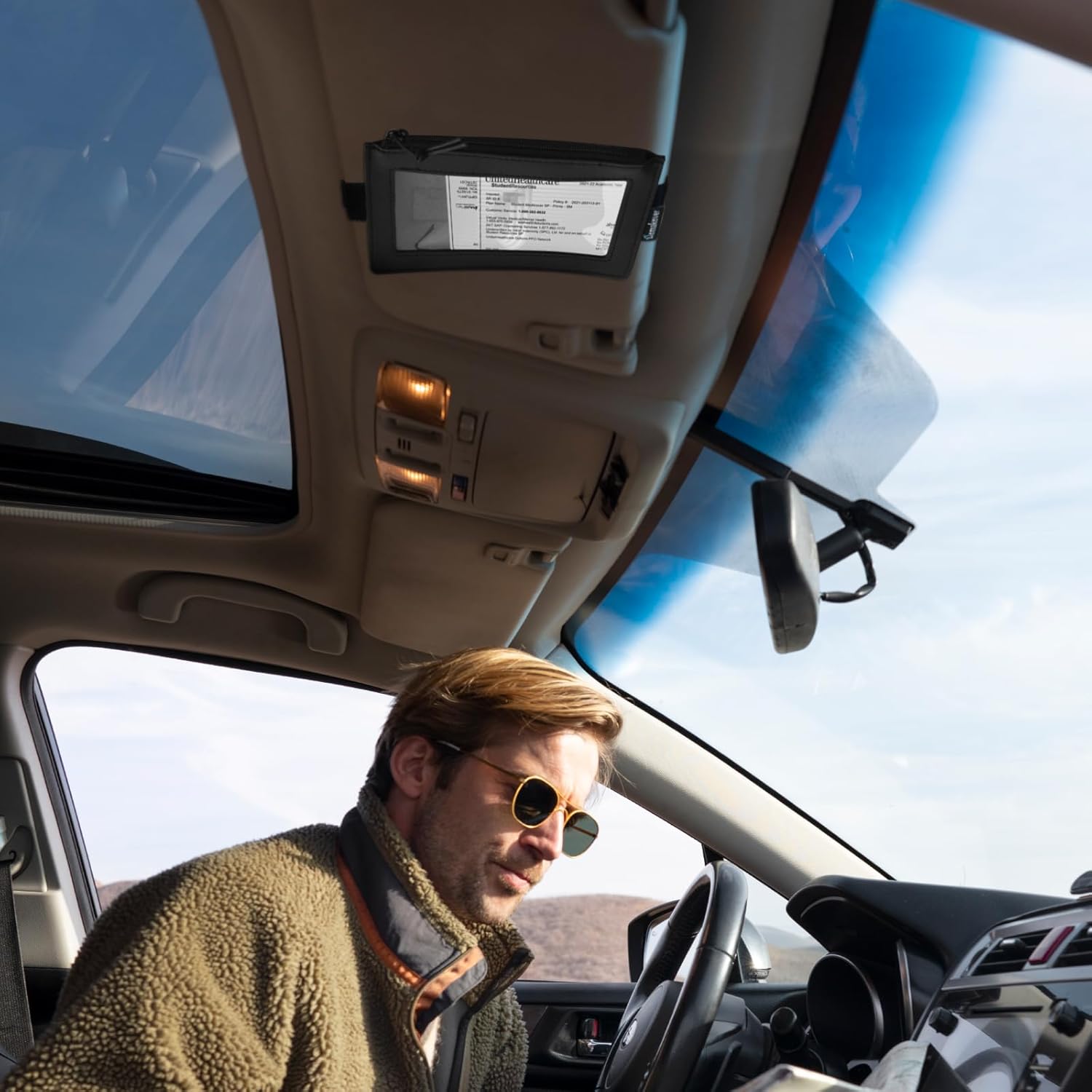 5 Pack Registration & Insurance Card Document Holder for Visor, Carrying Case for High Road Registration and Insurance Pocket, Adjustable Visor Bag Drivers License Holder, Fit Most Car, SUV and Truck