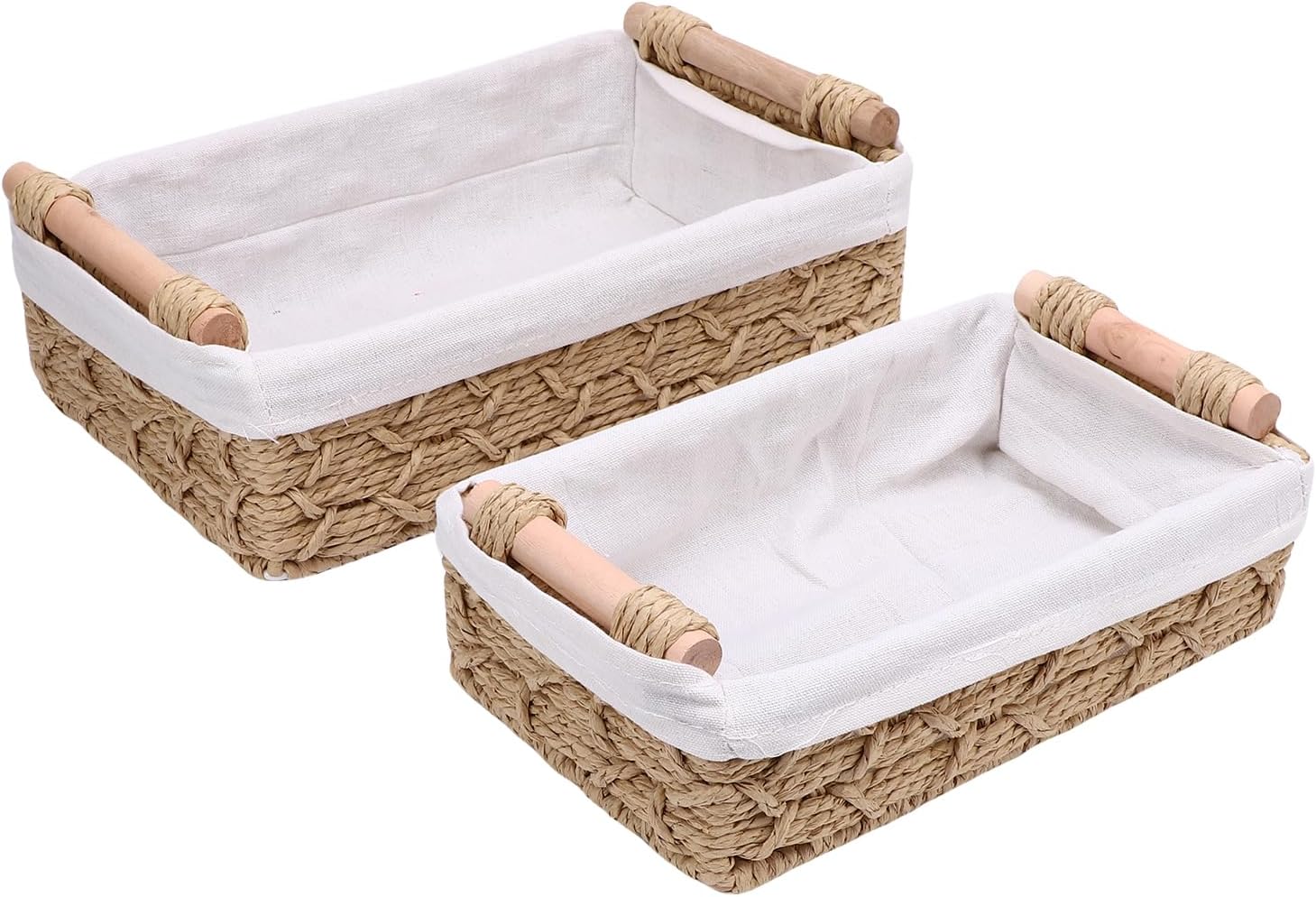 POCREATION 2pcs Storage Basket for Organizing, Multi Purpose Storage Bin with Handles for Countertop and Toilet