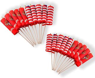 20 Pack USA and Marine Corps Small Mini Flag Wood Hand Held Stick Flag,Suitable For Military Holiday Decoration And Party Decoration.