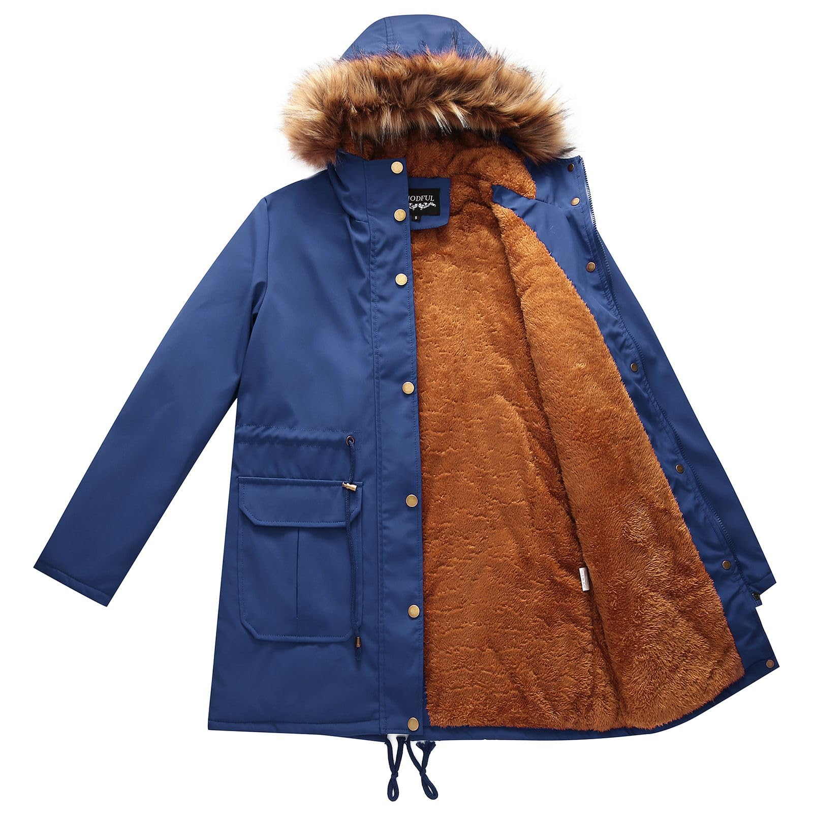 MODFUL Winter Coat Women Jacket Thicken Fleece Lined Parka Jackets with Fur Hood