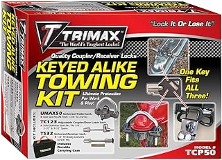 Trimax TCP50 - Paquete combinado de cerradura de remolque (con llave igual), color negro