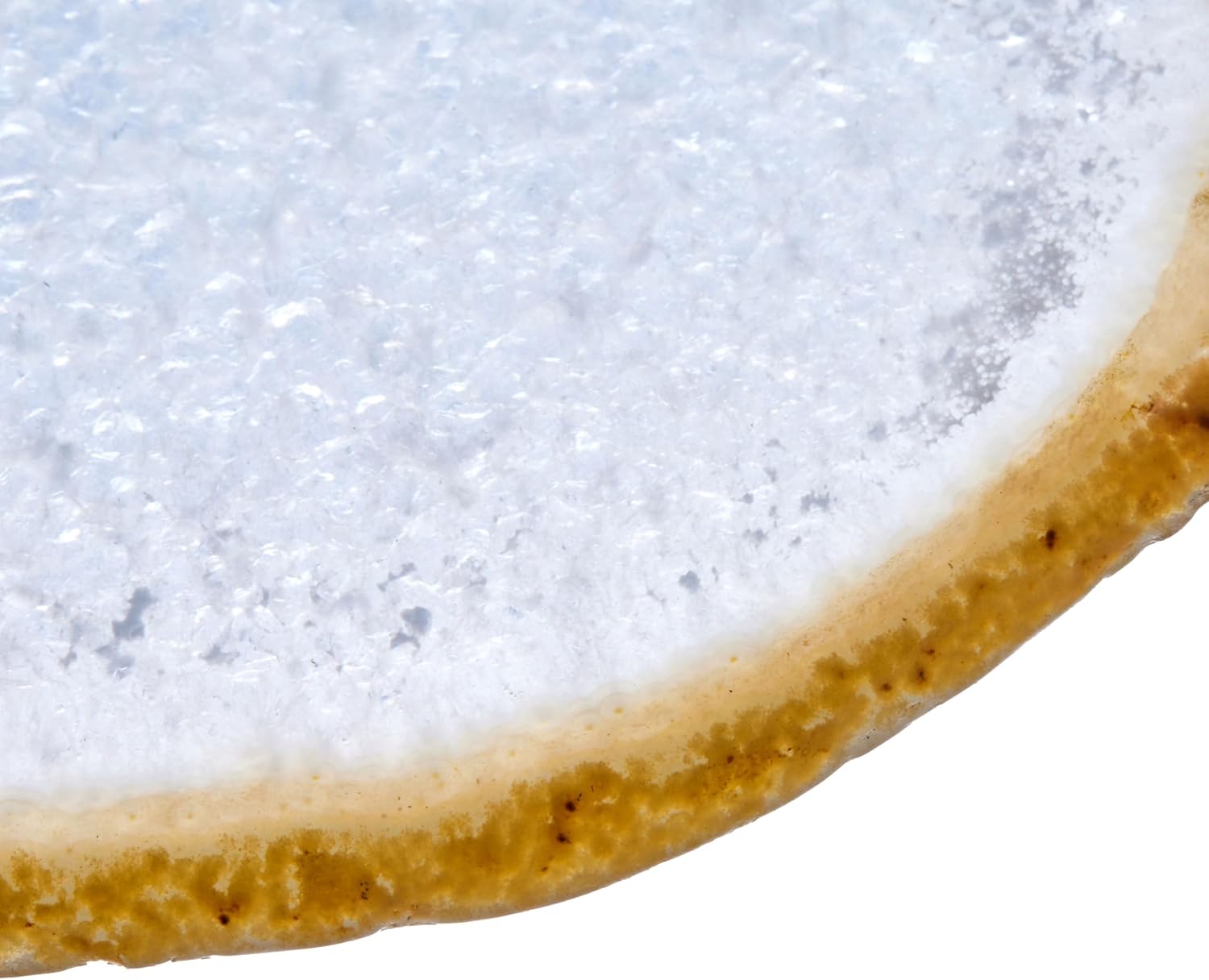 Luxury Lane Large Natural Brazilian Agate Slice Geode Rock Stone Drink Coaster with Wood Holder 4.7-5.5 inch Centerpiece Table Decoration, White - Image 4