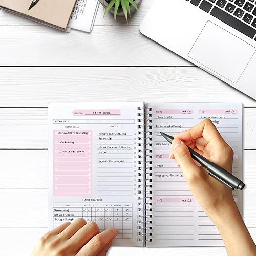 Miniatura 6 de Kisdo Planificador semanal sin fecha con lista de tareas pendientes, Weely Goals, hábitos, 5.7 pulgadas x 8 pulgadas para planificación de 52