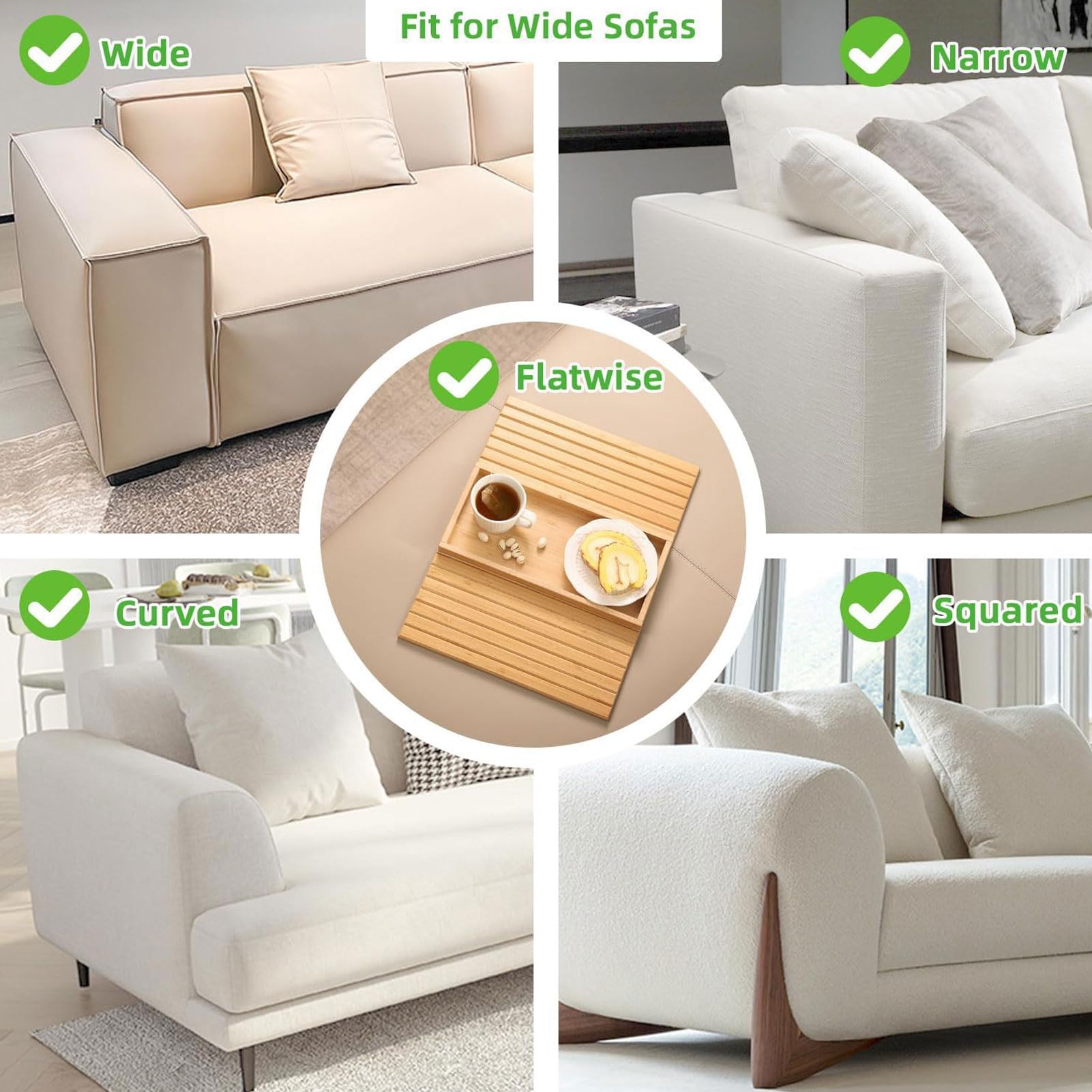 Bandeja para reposabrazos de sofá, bandeja plegable para TV con portavasos extraíble, mesa auxiliar antideslizante para teléfono Drin y aire acondicionado (color madera)