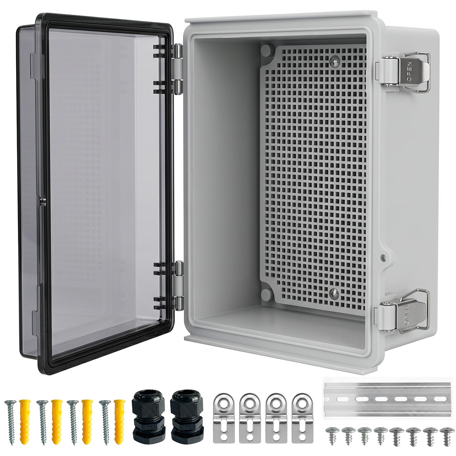 Waterproof Junction Box, IP67 Outdoor Electrical Box, ABS Plastic WiFi Enclosure, 8.7"x6.7"x4.3"