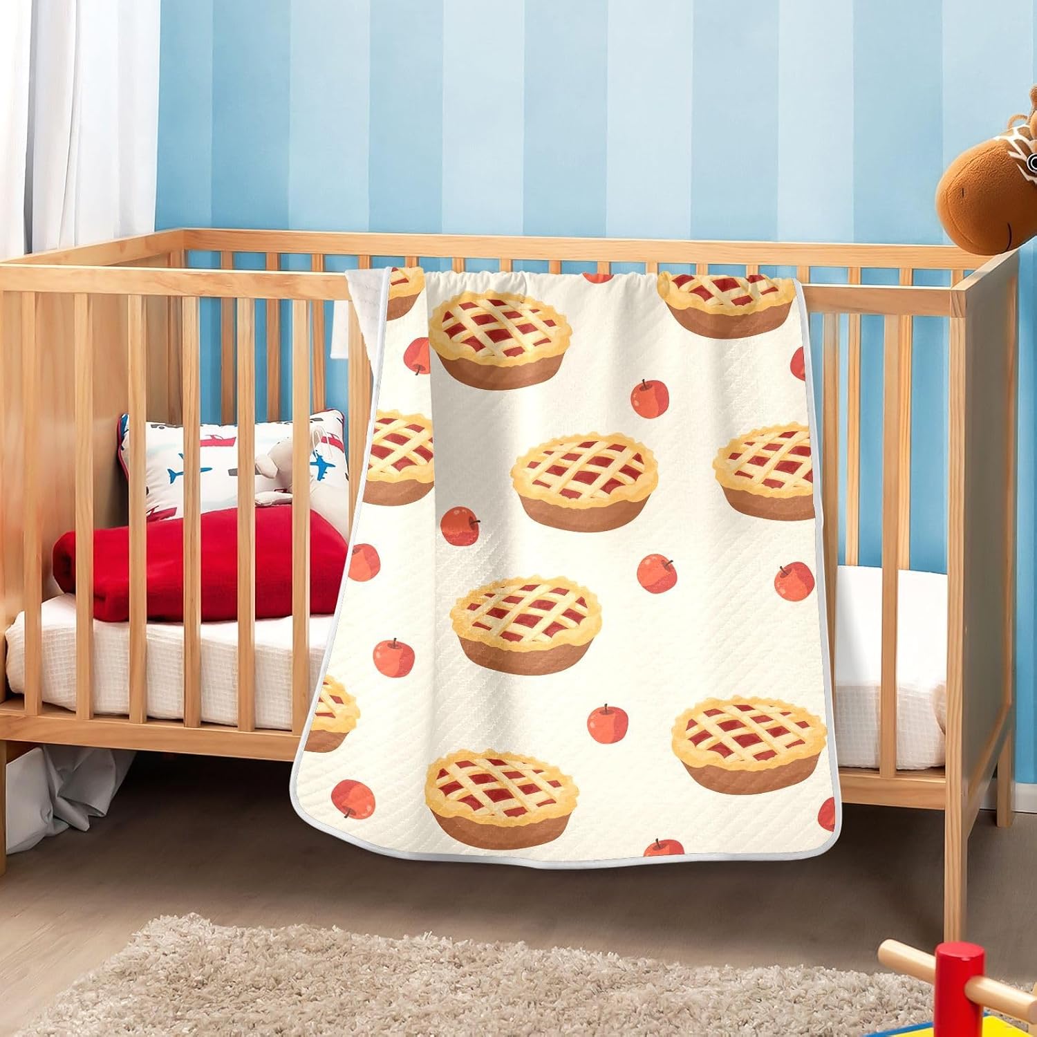 Apple Pie Baby Blankets for Boys Girls Toddler Swaddle Blankets for Kids Crib Stroller，Receiving Cotton Baby Blankets 30x40 inchs