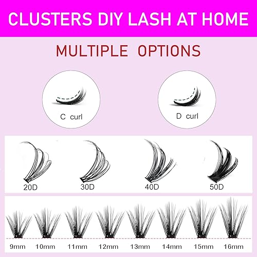 Miniatura 9 de Extensiones de pestañas en racimo 40D 0.07 C, pestañas individuales de 0.354-0.630 in, bandeja de pestañas de visón sintético, extensiones de