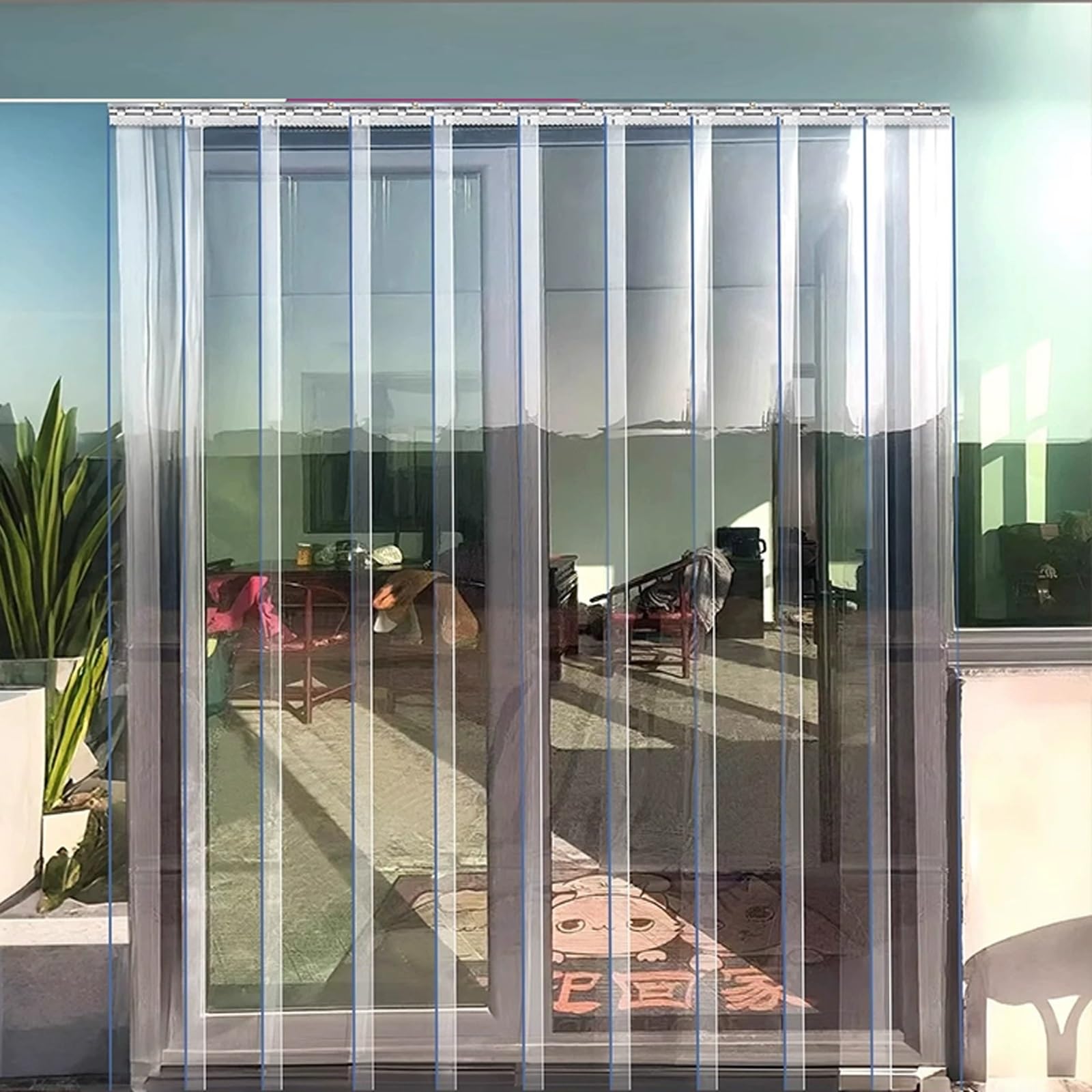 Rideau à Lanières PVC， Rideau industriel à lanières，Isolant Rideau de Porte lanieres， Convient aux entrepôts usines et supermarchés ，rideau californien laniere pvc(165x260cm/64.96x102.3in)