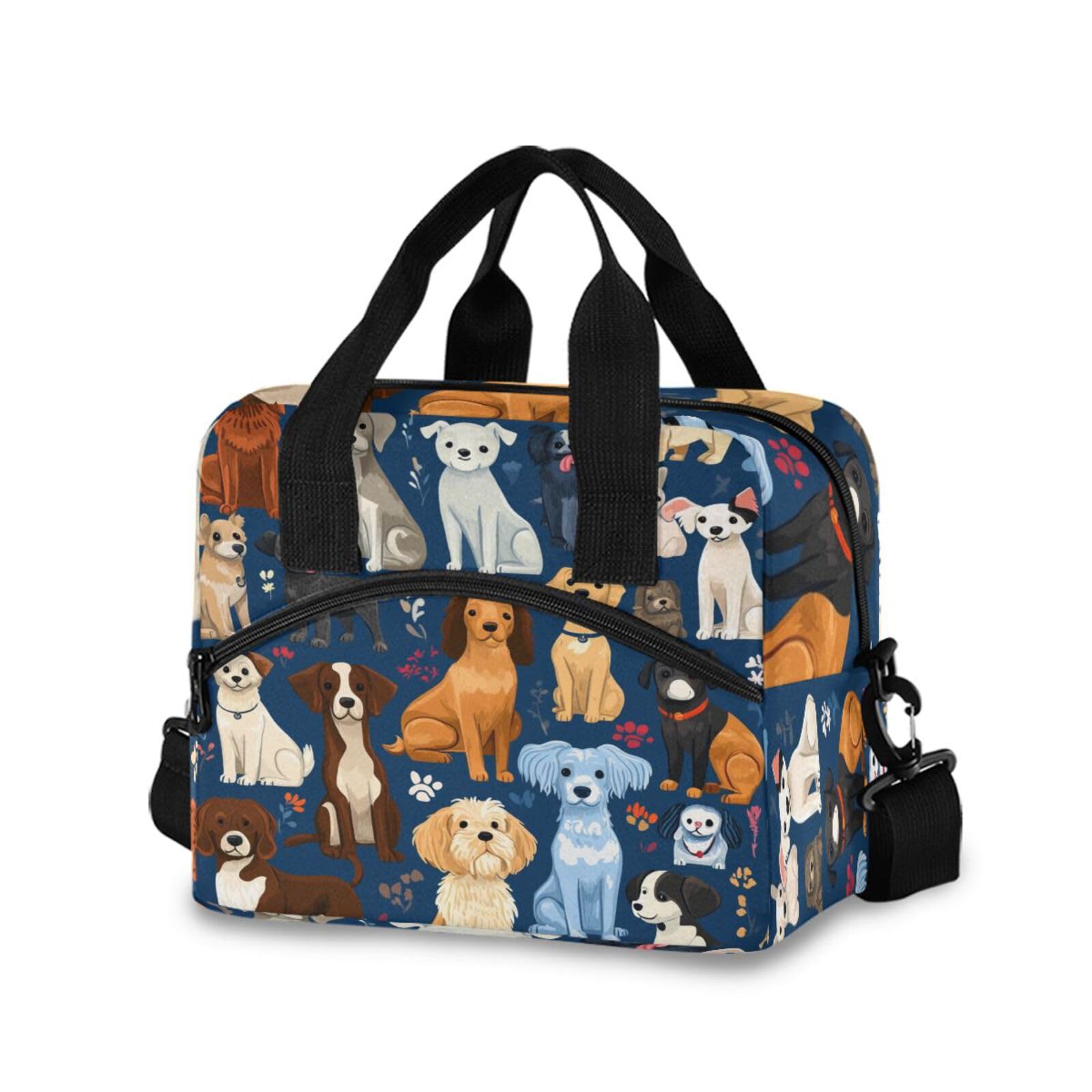Dog And Puppy Set Lunch Bags for Women Cartoon Animal Lunch Tote Bag Lunch Box Water-resistant Thermal Cooler Bag Lunch Organizer for Working Picnic