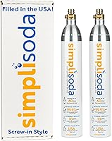 SimpliSoda 60L CO2 Cylinders Set of 2 - Screw-In Compatible w/SodaStream Blue, Ninja Thirsti, Drinkmate, Philips, Aarke & More (14.5oz Refills)