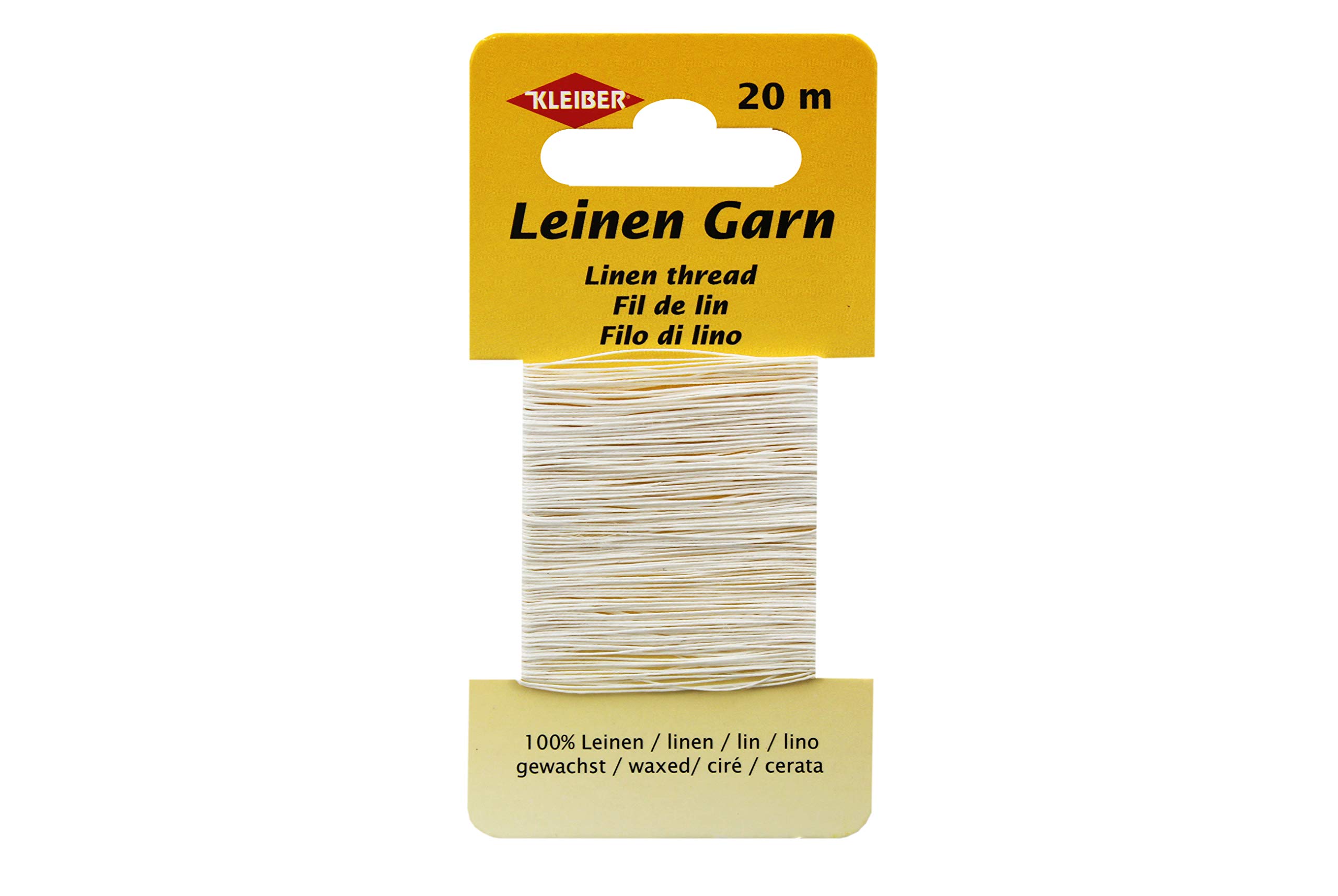 Kleiber Extra Strong Linen Thread, White – Heavy Duty Sewing Thread for Buttons, Leather, and Upholstery, 11.8x6.2x0.4 cm