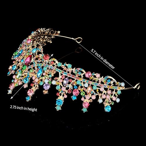 Miniatura 37 de TOBATOBA - Corona dorada para mujer, tiara de boda, corona de reina, corona de cristal, coronas de princesa real para ramos de flores, tocado