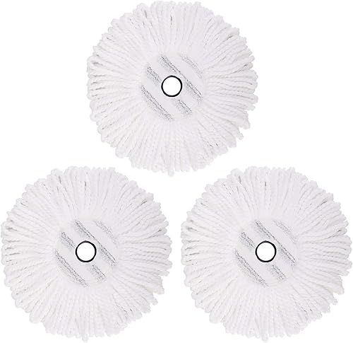Paquete de 3 cabezales de repuesto para trapeador CLEANHOME Spin, repuestos de mopa giratoria de microfibra, forma redonda