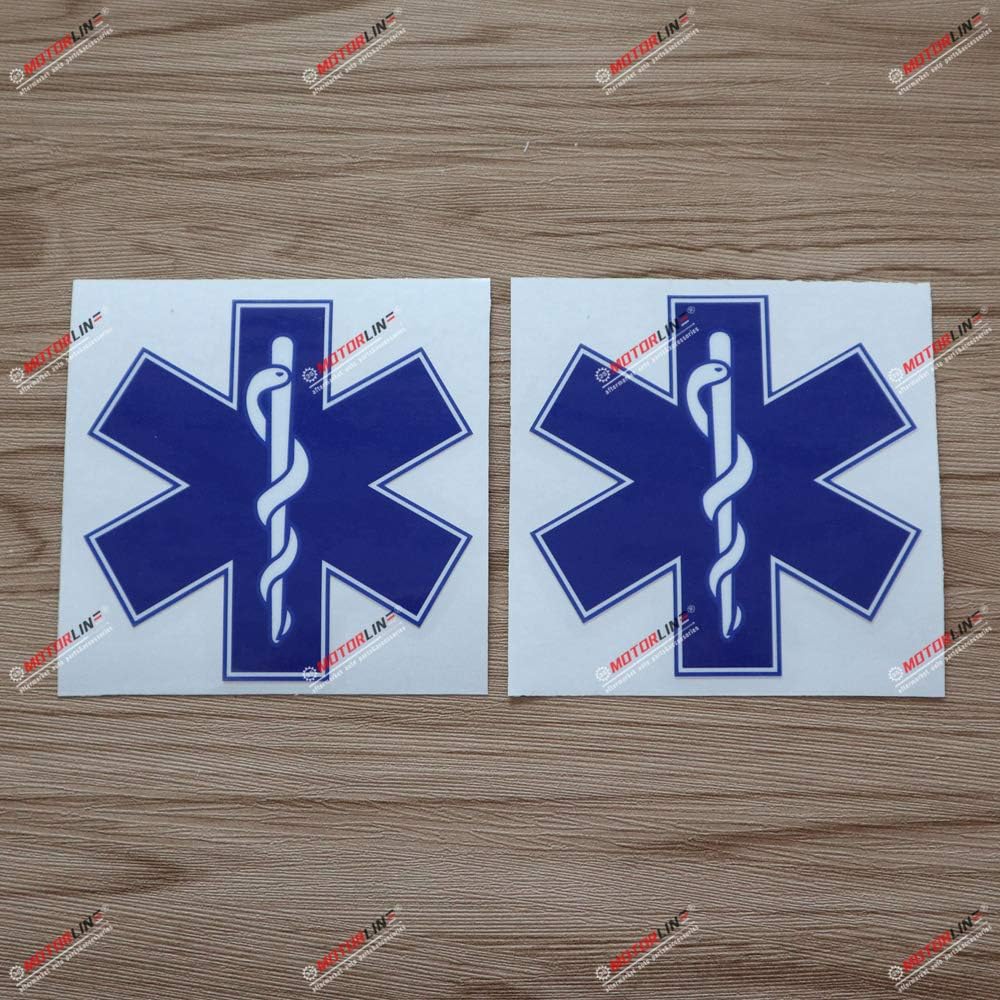 2X Glossy 4'' EMT Star of Life Emergency Medical Ambulance Decal Sticker Car Vinyl