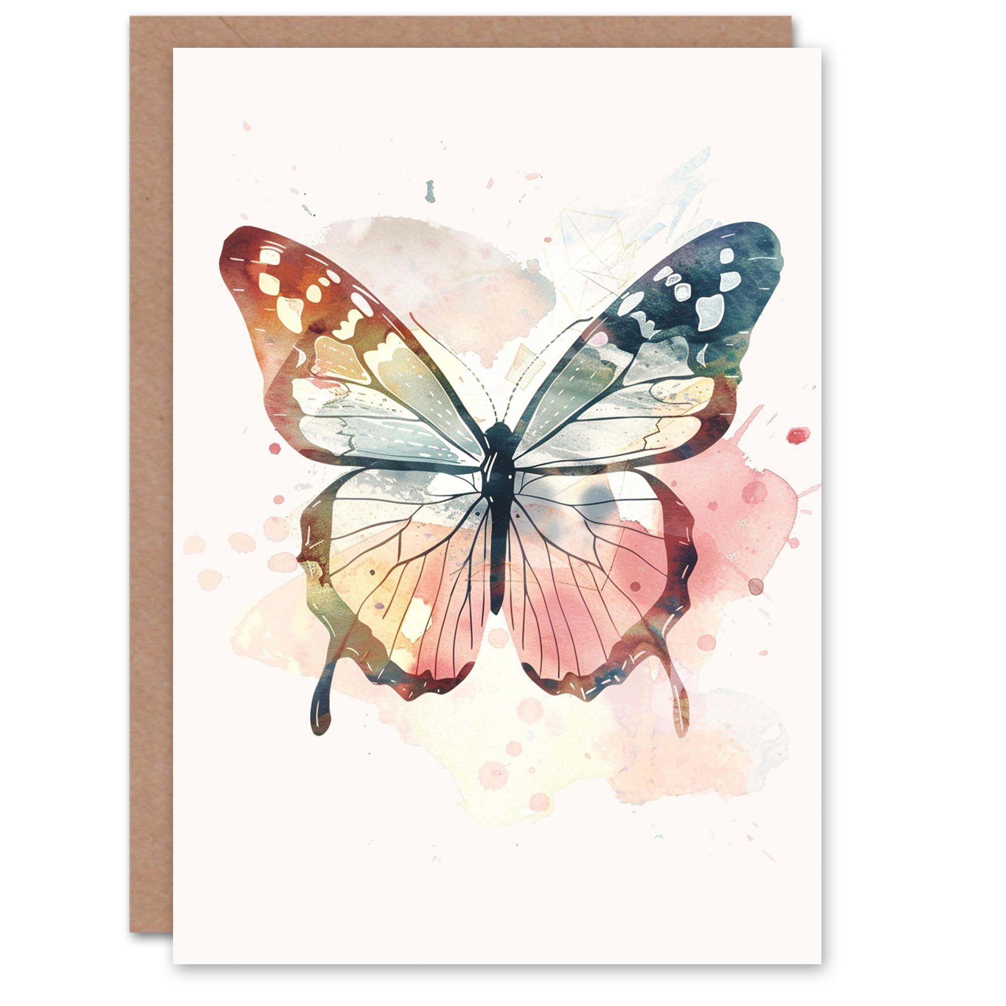 Artery8 Butterfly Delicate Soft Pastel Colour Watercolour For Child Kids Birthday Card