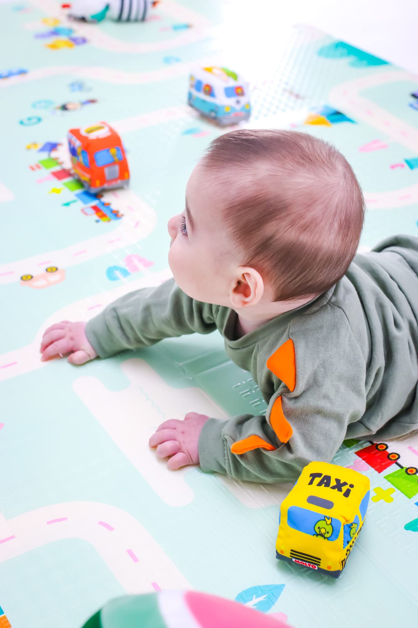 Spielmatte für Babys, faltbar, rutschfest, extra groß, wendbar, wasserdicht, tragbar, doppelseitig.
