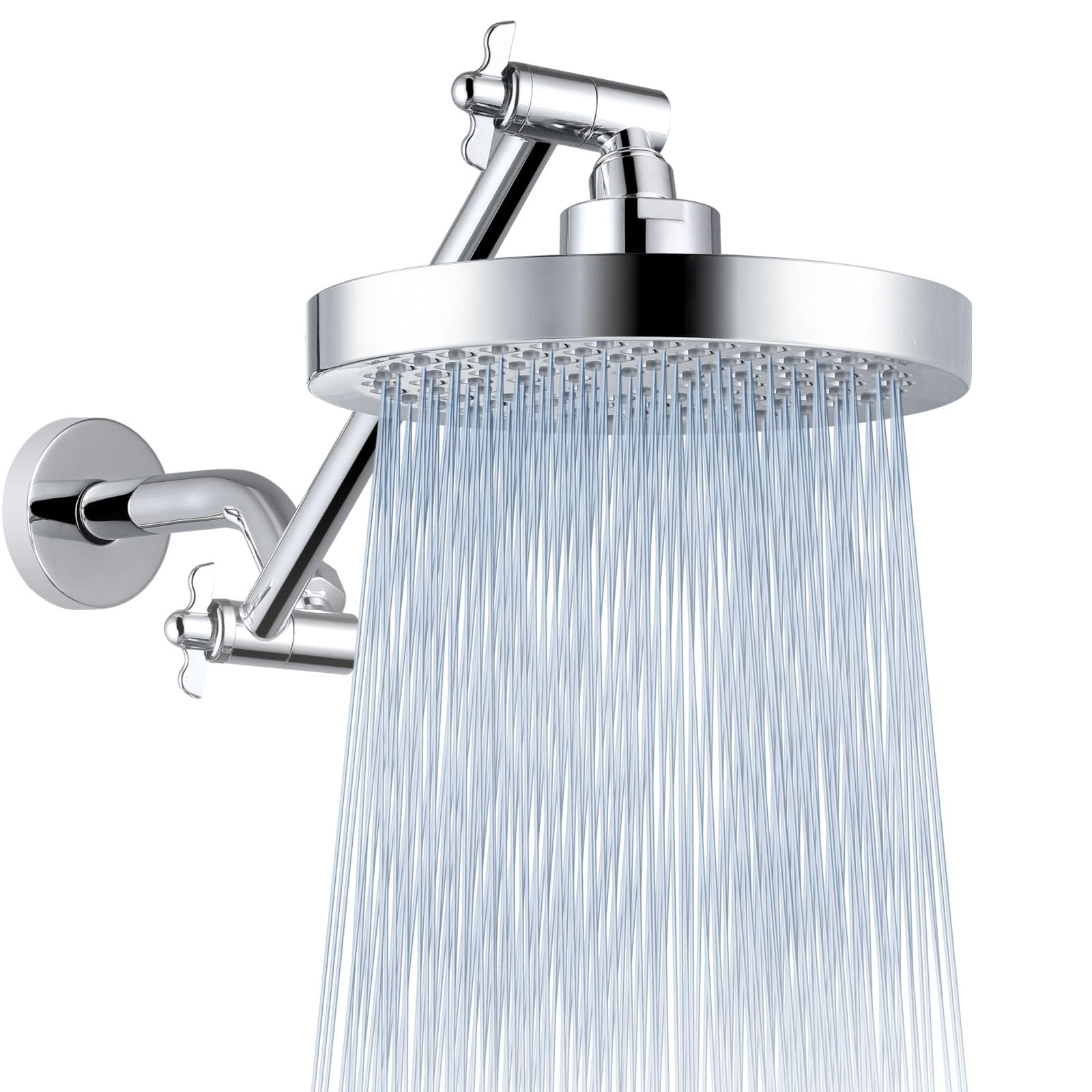 Voolan Rain Shower Head with Extension Arm - High Pressure Rainfall Showerhead - Luxury Modern Look - Comfortable Shower Experience Even at Low Water Flow (Chrome)