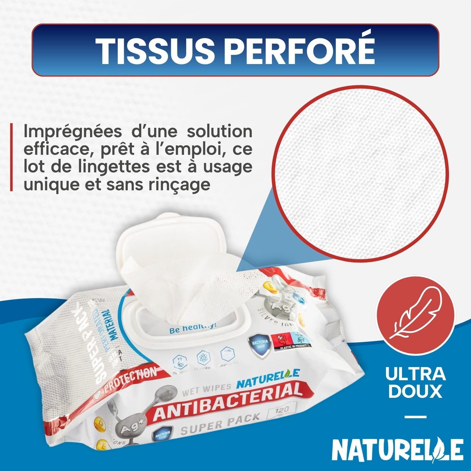 Naturelle Lingettes Humides Antibactériennes - Nettoyage De Surfaces Et Des Mains, 1440 , 120 Unités (Lot 12)