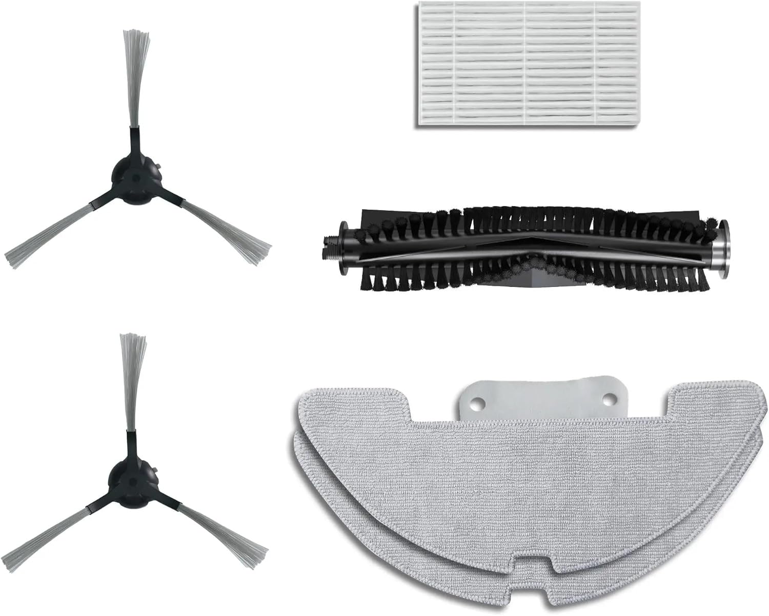 Robot Vacuum Accessories Set ，Compatible For Honiture，Compatible For Airzeen， R7 ，Compatible For Laresar ，P10 1 Main Brush, 2 Side Brushes, 1 Hepa Filters, 2 Mop Cloths