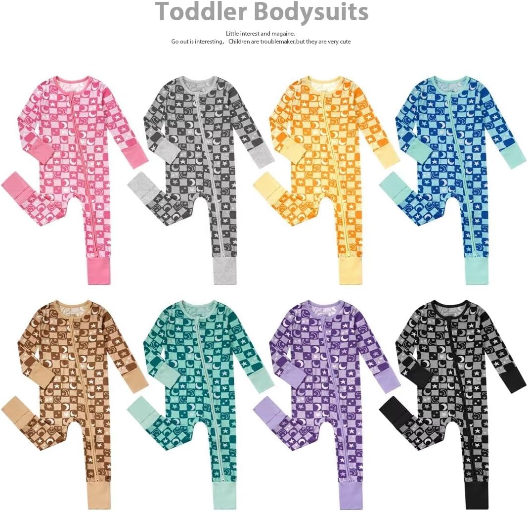 Teach Leanbh Unisex Baby Bamboo Viscose Pajamas with Mittens and Feet Cuffs 2 Way Zipper Long Sleeve Romper Sleep and Play - Image 7