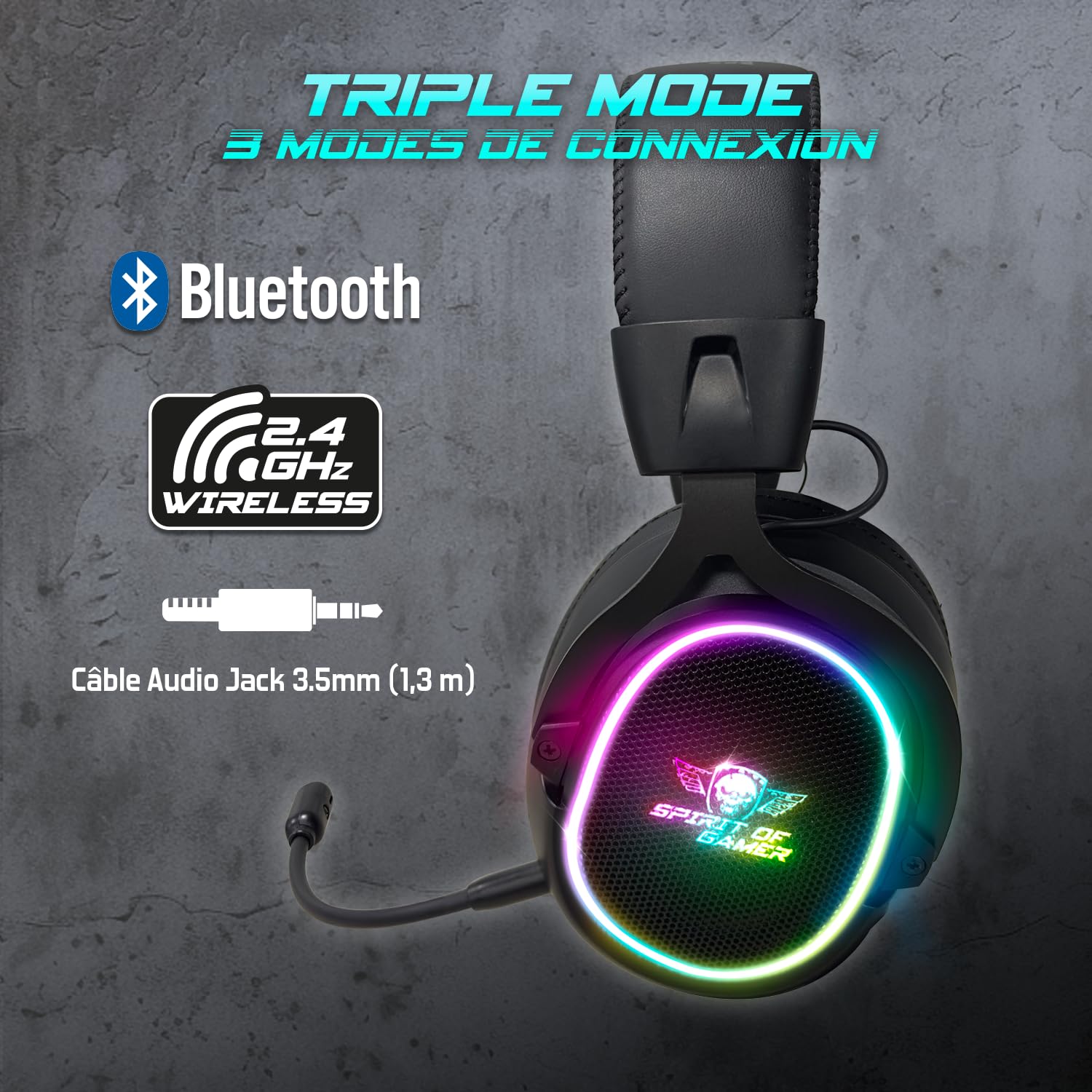 XPERT H1200: Bezprzewodowy zestaw słuchawkowy dla graczy Tri Mode RGB