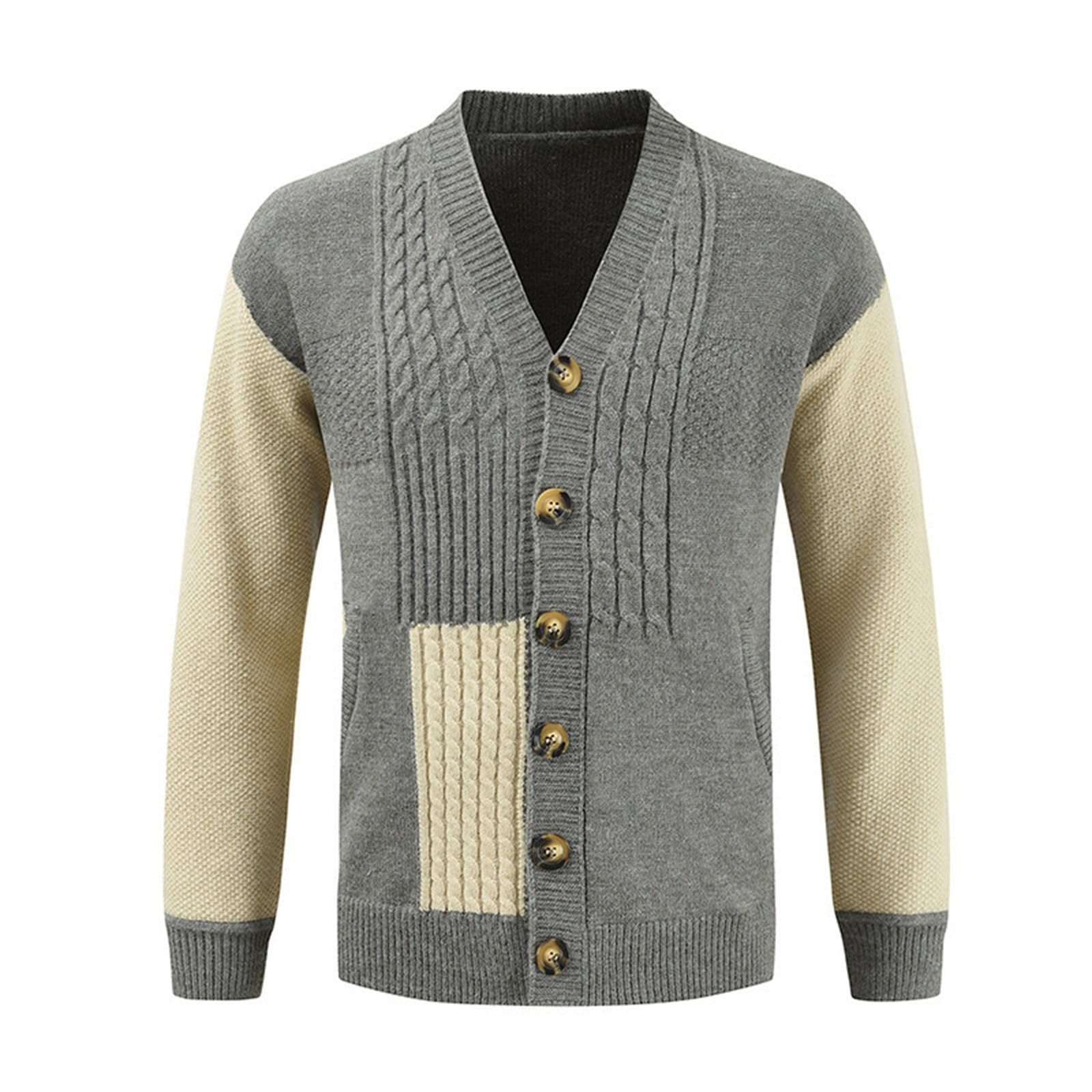 Genérico Cardigan Punto Hombre, Botones Chaqueta Hombre Color Sólido Botones Moda Jersey Solapa Chaqueta Cálida Informal Cómodo Elegante Outwear Top Suéter Otoño Invierno