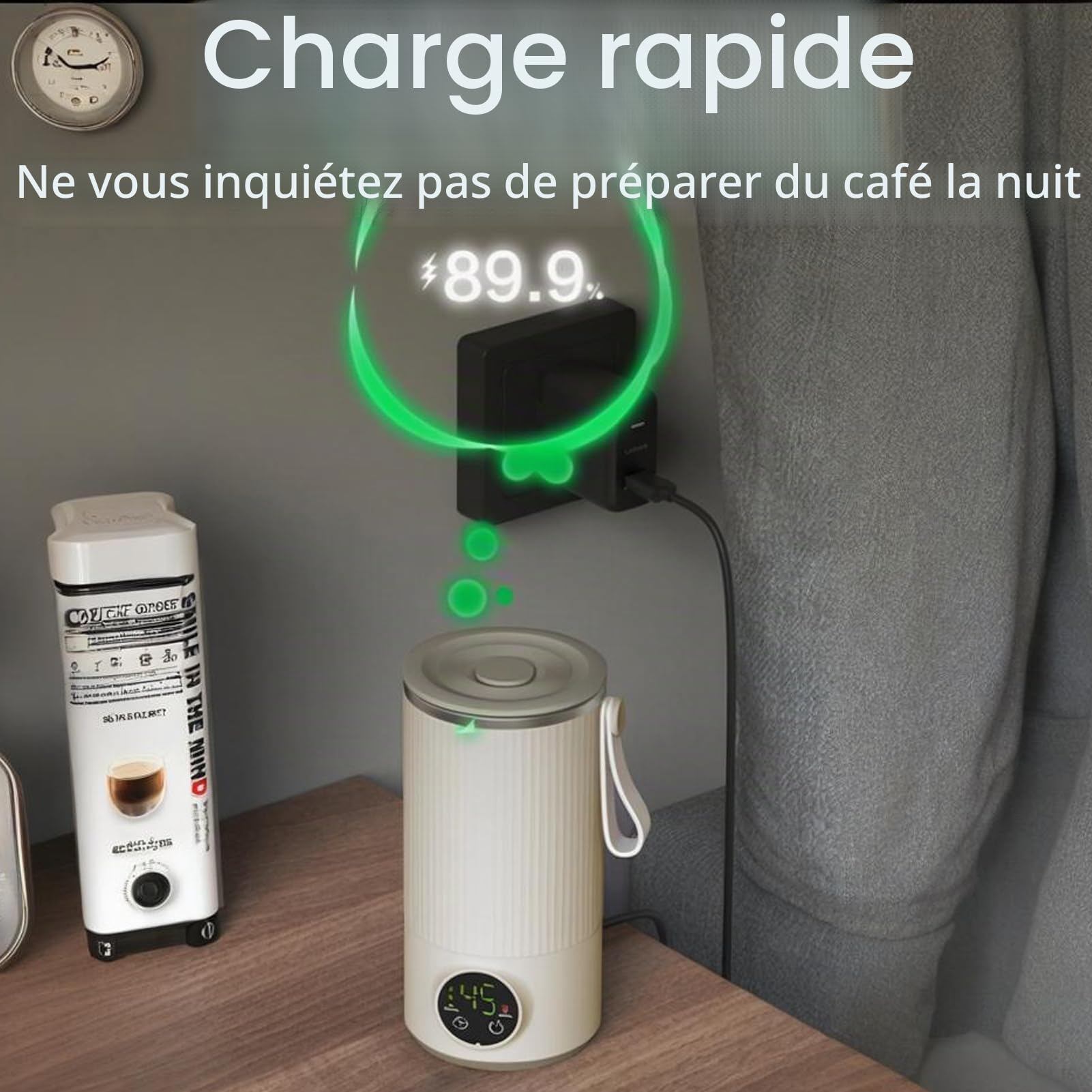 400 ml Chauffe Biberon Nomade, chauffe-biberon de voyage rechargeable par USB avec batterie de 6000 mAh, agitateur intégré, température réglable, chauffage rapide pour le lait maternel, le café