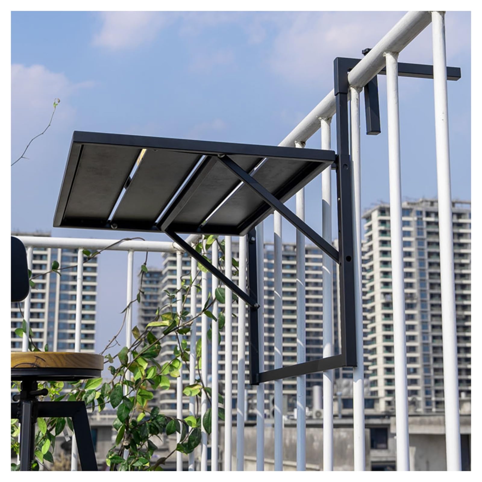 Table suspendue pliante balcon réglable pour rambarde et terrasse