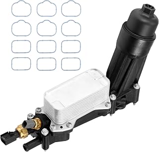 Oil Cooler Oil Filter Housing with Gaskets | Compatible With 3.6L 2011-2016 Dodge Journey Grand Caravan Jeep Wrangler Chrysler 200 300 Ram ProMaster & More | Replaces# 5184294AE, 68105583AF