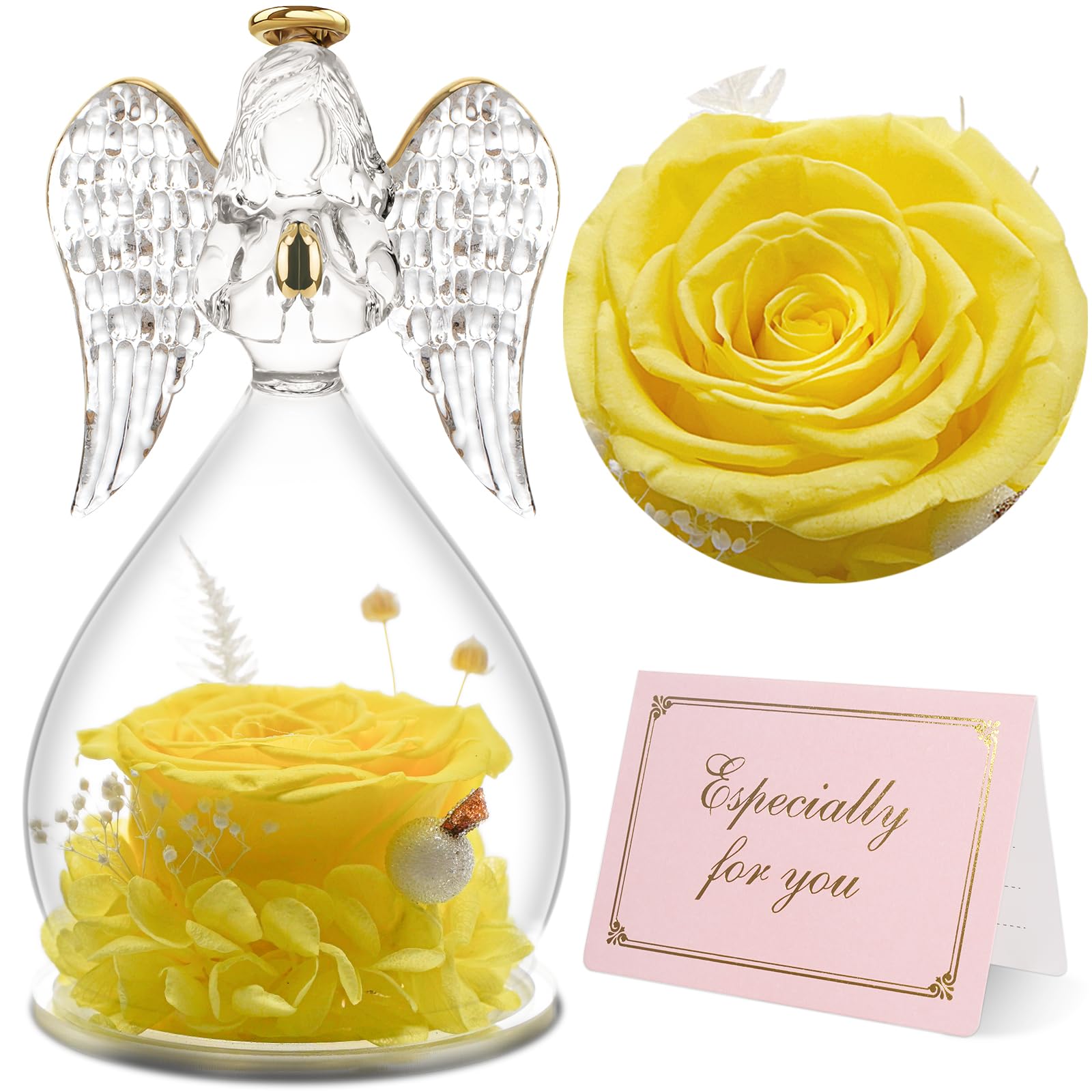 Yamonic Frauen,Ewige Rose Engel Geschenk für Mama,Ewige Rose im Glas Oma Geschenke,Valentinstagsgeschenk für Sie,Geburtstagsgeschenk für Frauen, Geschenk zum Muttertag