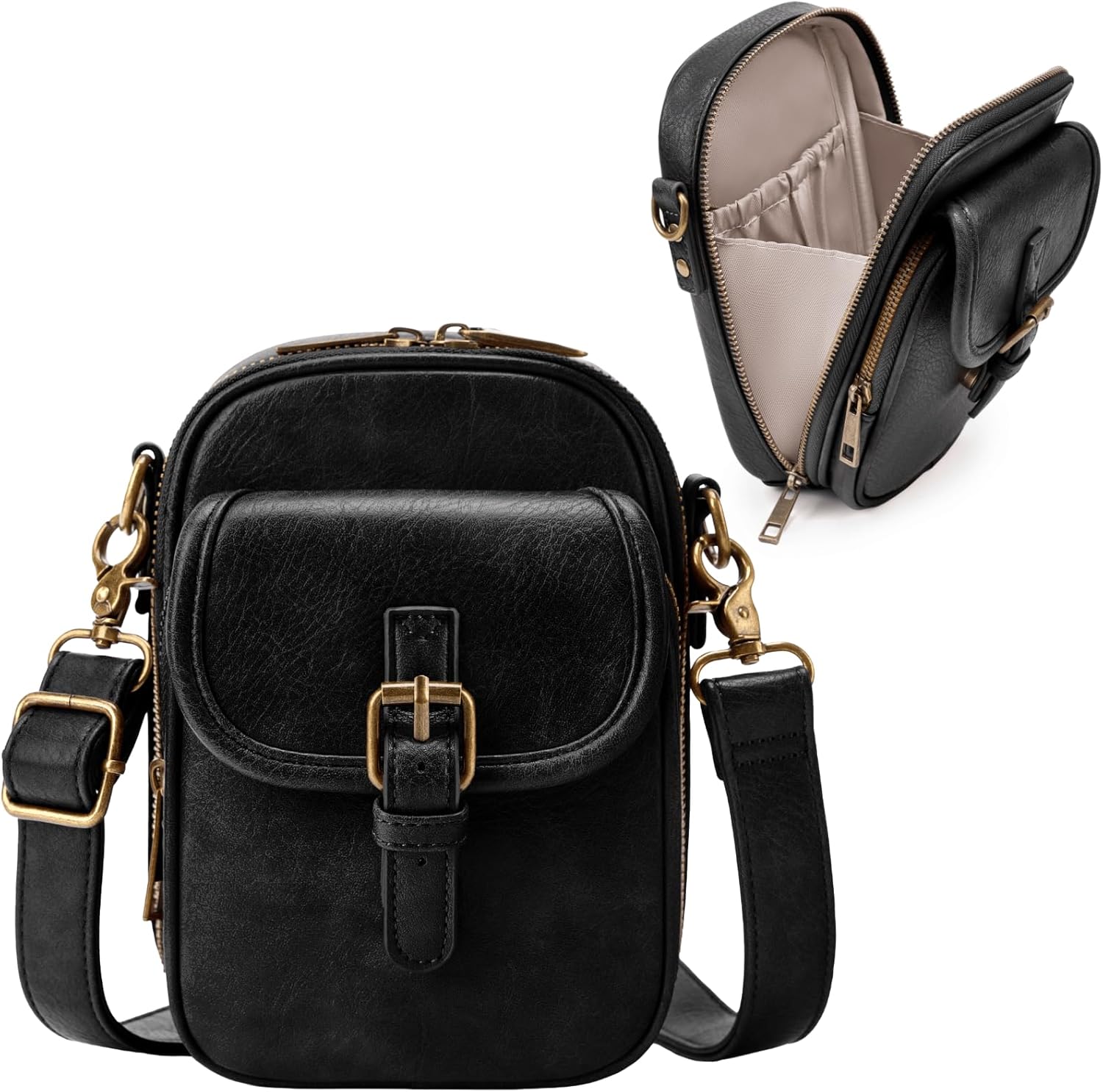 Small Crossbody Cell Phone Purse for Women Vintage Mini Crossbody Bag with Card Slots, Vegan Leather Phone Wallet Pouch