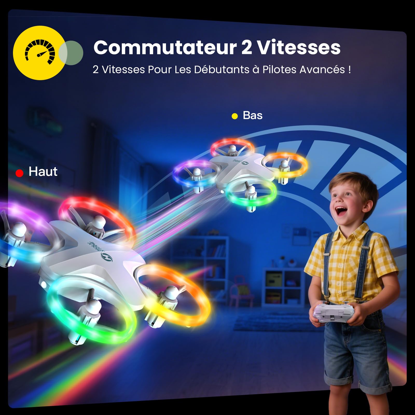 Holy Stone HS180 Mini-Drohne für Kinder mit LED-Lichtern, kleiner RC Quadrocopter mit 3 Batterien, 21 Minuten Flugzeit, 360°-Flips, einfach zu steuern, Geburtstagsgeschenk für Jungen und Mädchen, 6-12
