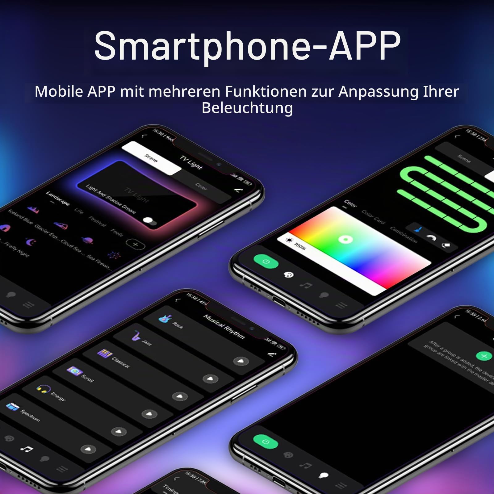 TV 6M LED Hintergrundbeleuchtung, Hintergrundbeleuchtung Color Picking Device für 65-70 Zoll TV und PC, Bluetooth App-Steuerung