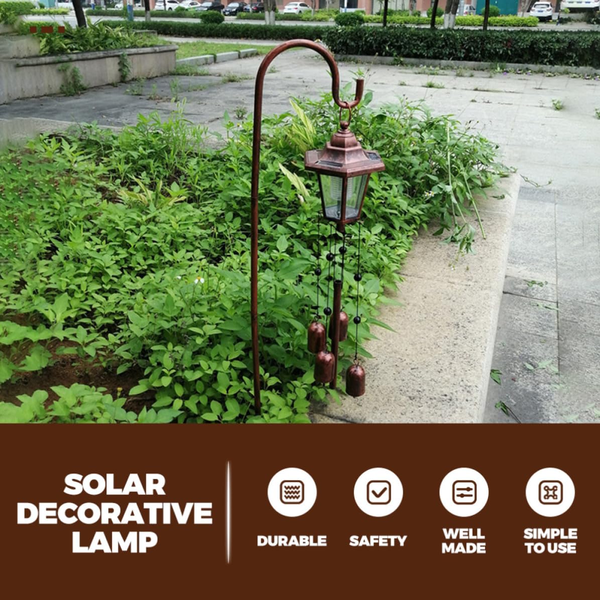 Didiseaon Lampada Solare da Giardino Campane a Vento in Ferro, Facile da Installare, Stile Retrò Creativo per Patio e Prato