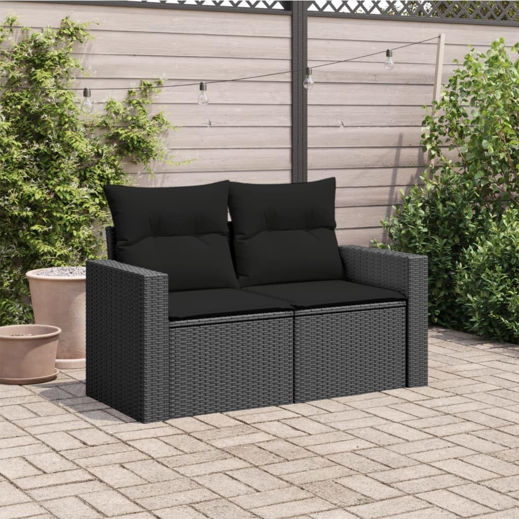 Divano da Esterno 2 posti Divanetti Esterni da Giardino Salotto da Giardino Esterno Divanetti Esterno in Polyrattan-Nero-2 Posti-2