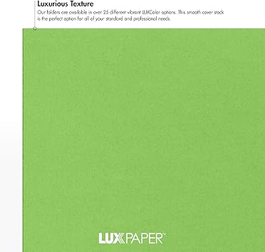 LUXPaper 9 x 12 Presentation Folders | Two Pocket | Limelight Green | 100lb. Cover | 50 Qty