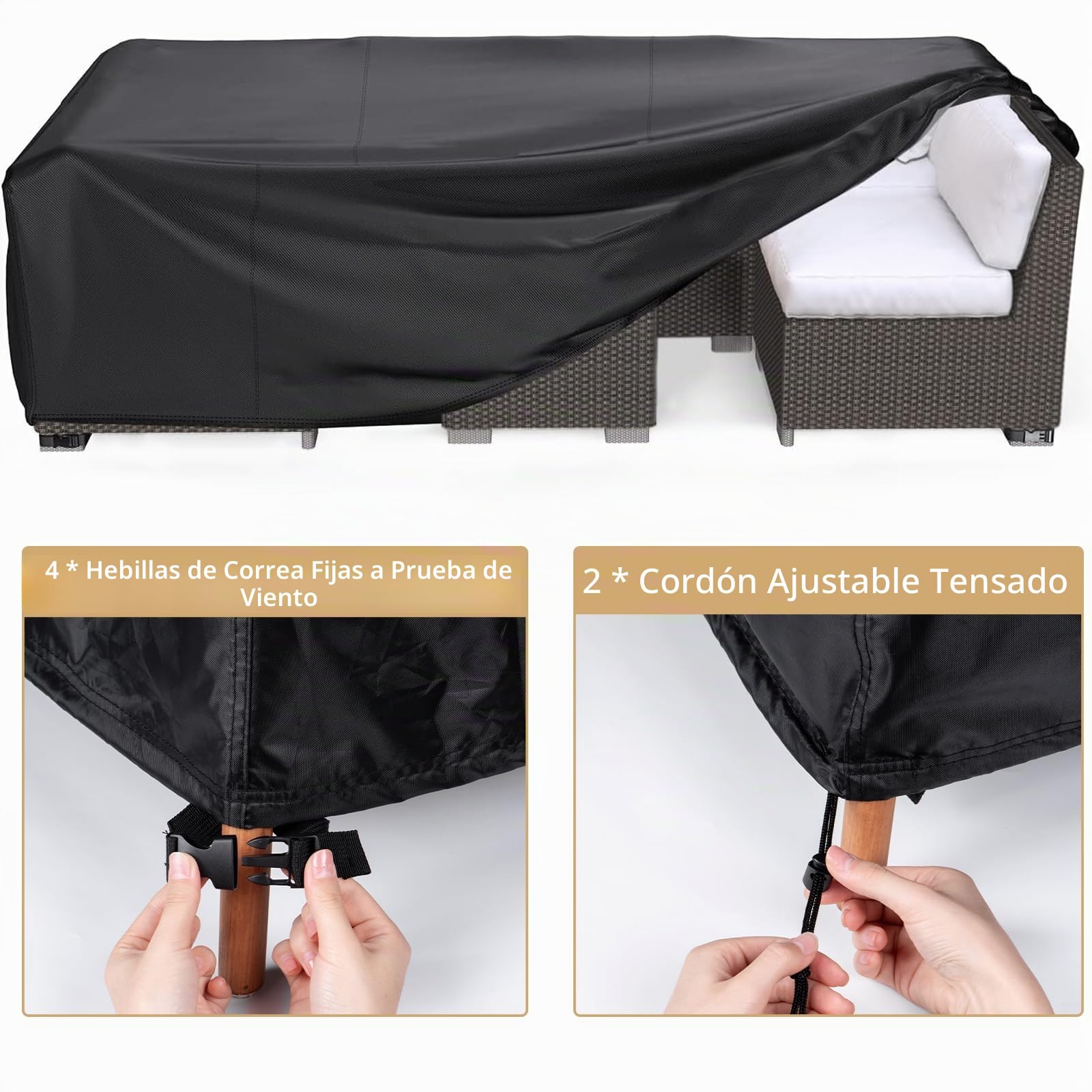 Funda Mesa Exterior Impermeable, 420D Tela Impermeable Resistente Al Polvo Y Al Desgarro, Aplicable A Mesa Jardin Exterior Muebles (213×132×74cm)