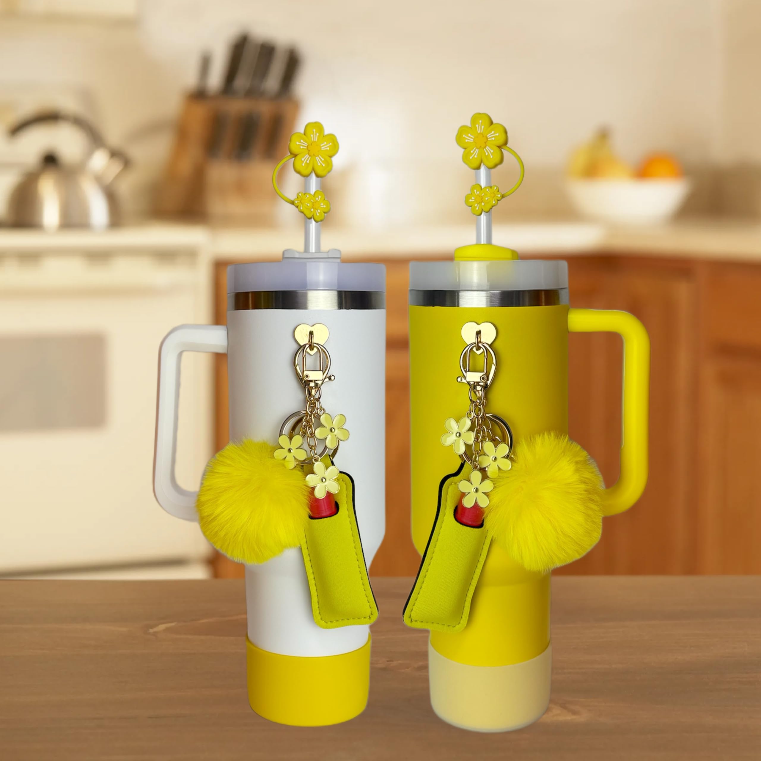 Stanley-Becher Accessoire-Set Mit Strass-Buchstaben, Silikon-Stiefel & Blumen-Anhänger