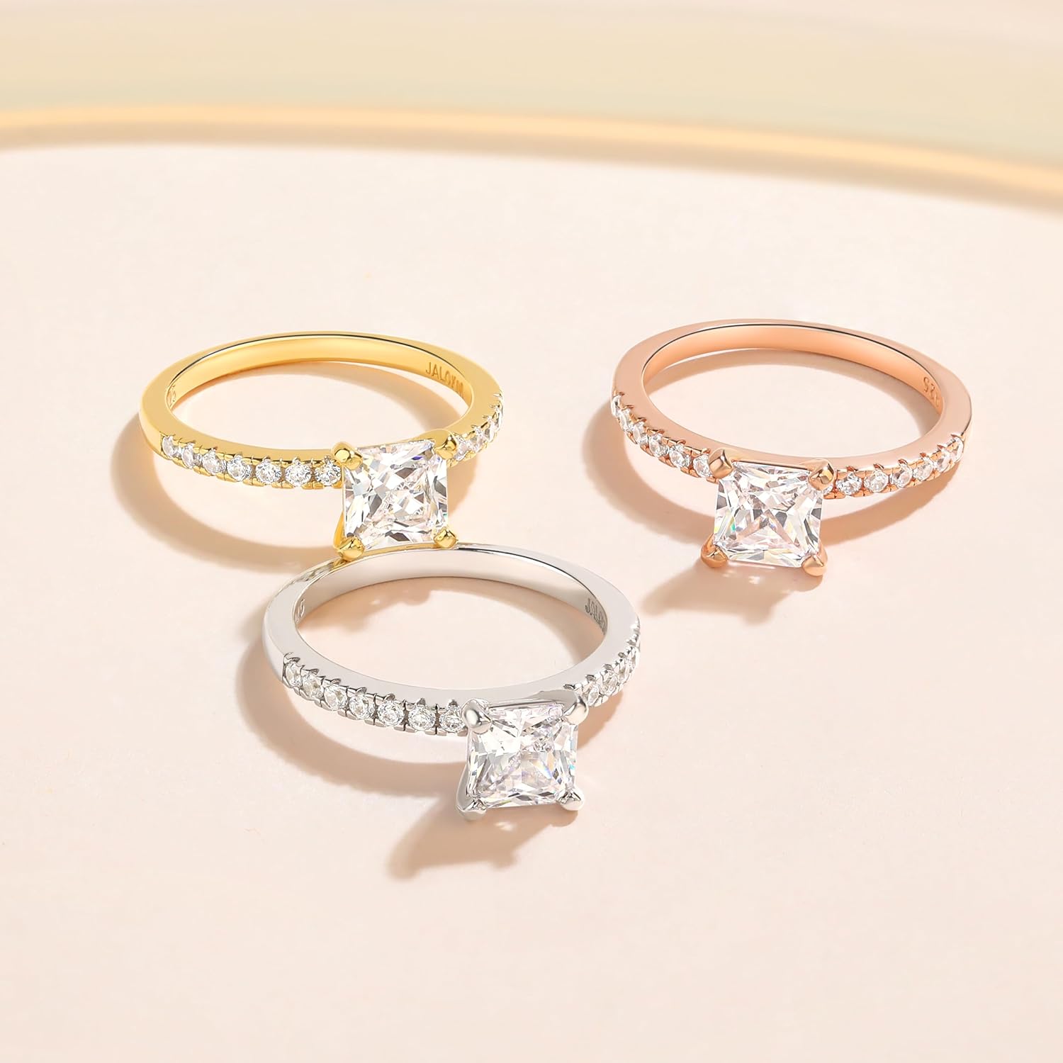 1.25CT 925 Sterling Silver Engagement Rings for Women Princess Cut Solitaire Cubic Zirconia Wedding Promise Rings for Her Size 4-12.5 - Image 3