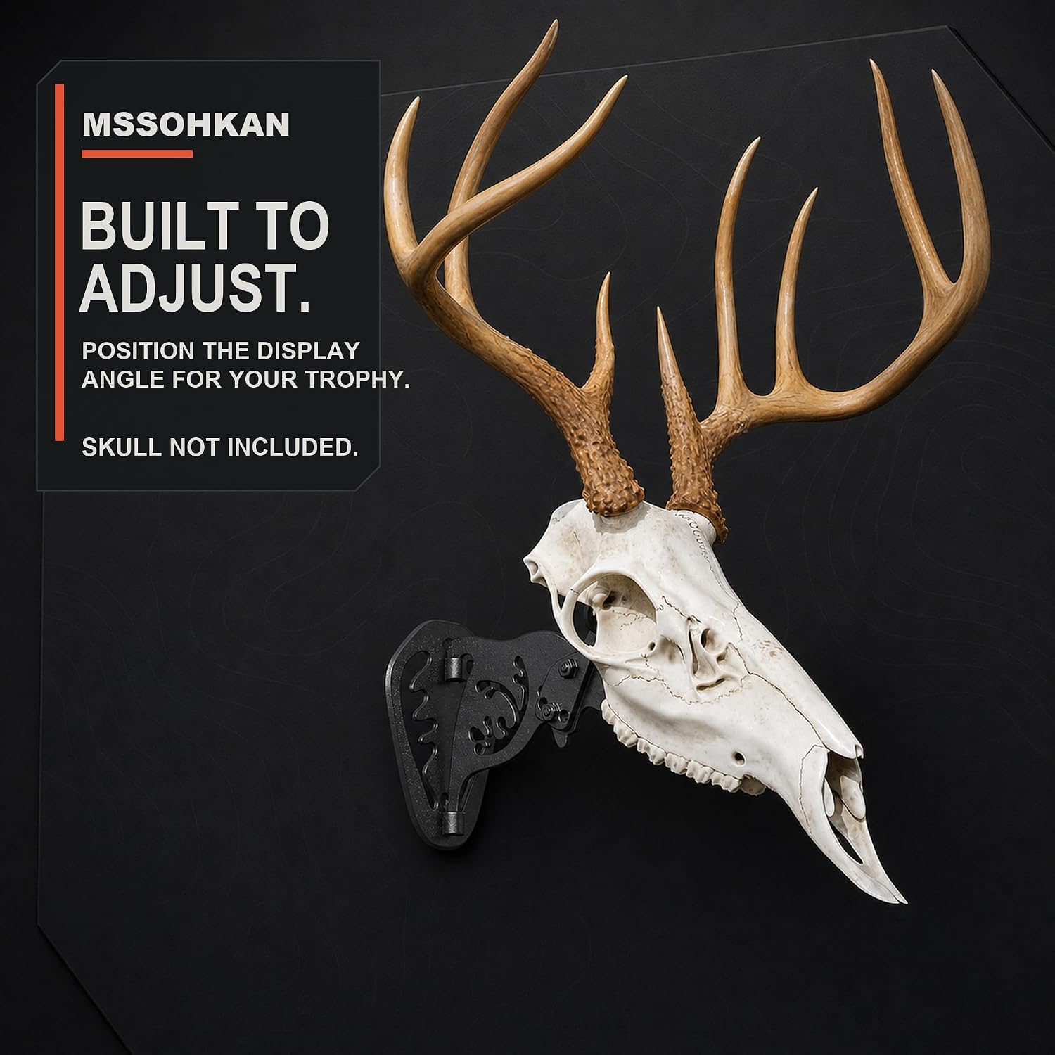 MSSOHKAN European Mount Skull Hanger – Adjustable Deer Skull Mount Wall Bracket, Antler Style Trophy Display for Antelope, Hog, Bear – Heavy-Duty Steel