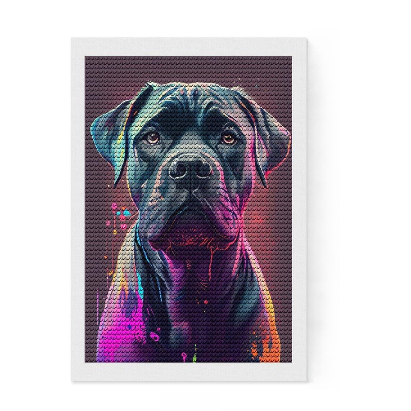 Junmoney Cane Corso Colorful Full Drill Diamond Painting Kit 8"x12", for Women, Complete Accessories, Thoughtful Handmade Gift, Farmhouse Decor