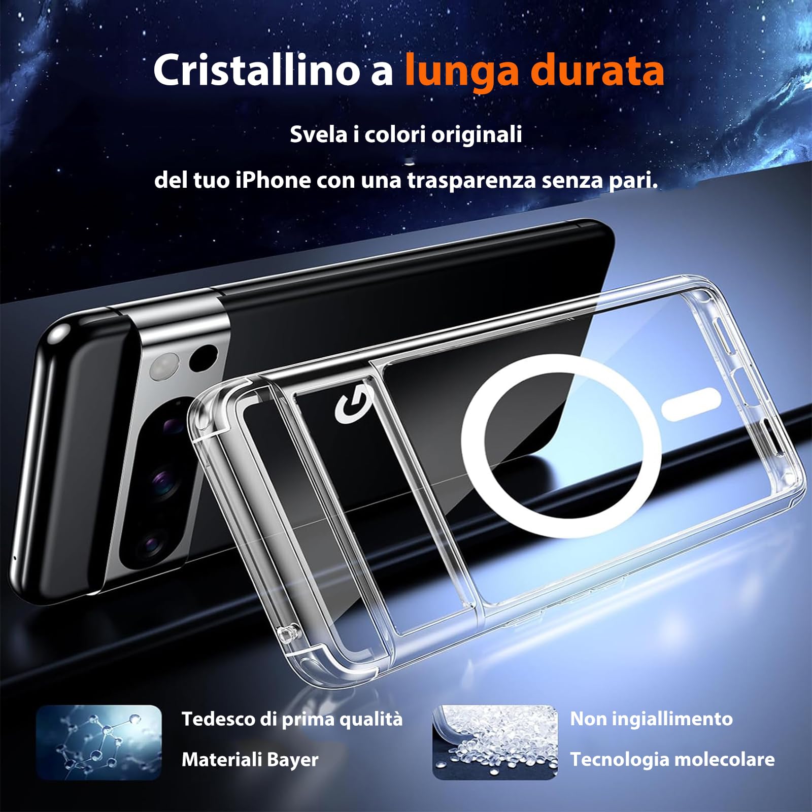 Custodia Magnetico Rotante 360° Per Google Pixel 8a Con Anello Supporto - Protezione Militare Anticaduta, Traslucida Opaca, Compatibile MagSafe