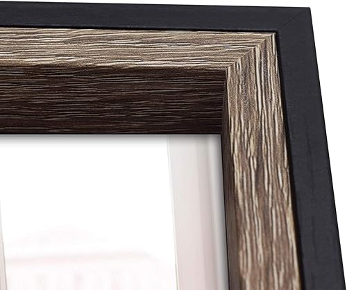 Miniatura 3 de Golden State Art - Colección de marcos de fotos para pared, marco con cristal verdadero., Madera, Gris y negro, 11x14