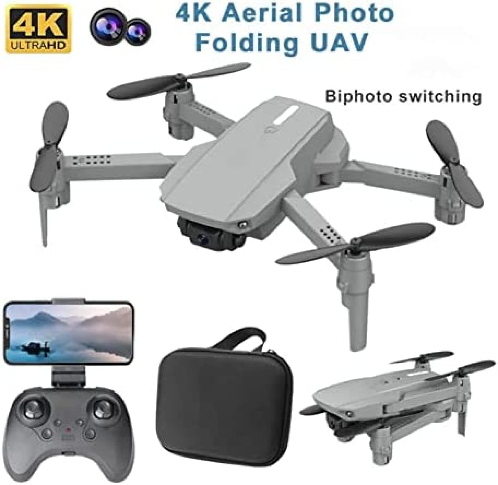 Drone Pieghevole Con Fotocamera Mini Drone Professionale 4K 1080P HD Doppia Fotocamera Pressione Dell'aria Mantenimento Dell'altitudine Quadcopter Pieghevole Dron Grandangolo Facile Da Usare Per I
