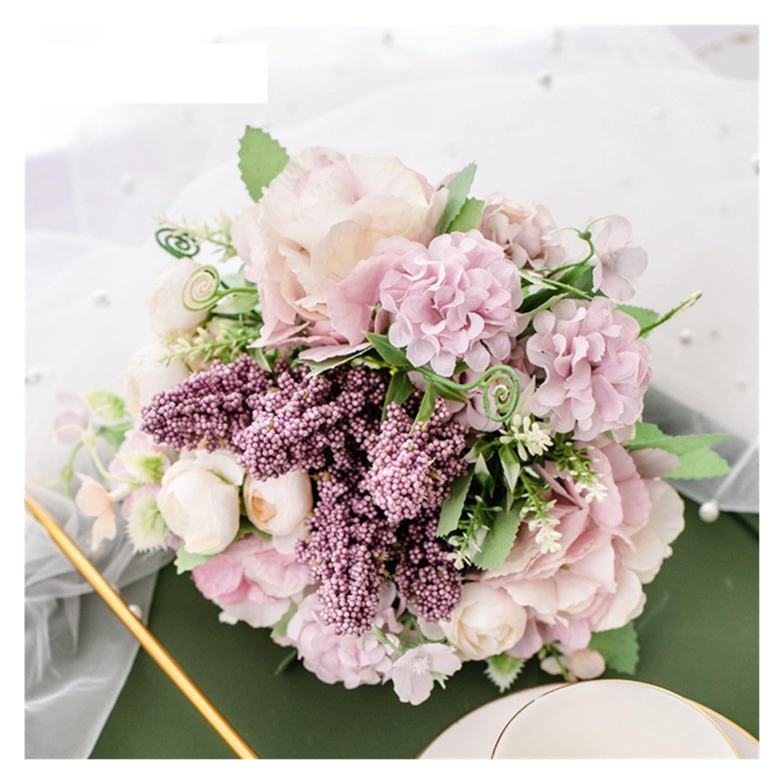 Sztuczny kwiat 1 bukiet sztuczny kwiat sztuczna piwonia róża hortensja bukiet jedwabny sztuczny kwiat piwonia do dekoracji domowego hotelu DIY dekoracje ślubne Artificial Flower(Blue)