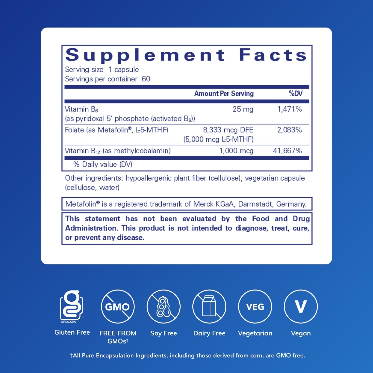Pure Encapsulations - Folate 5,000 Plus, 60 Capsules — Amazon image 2