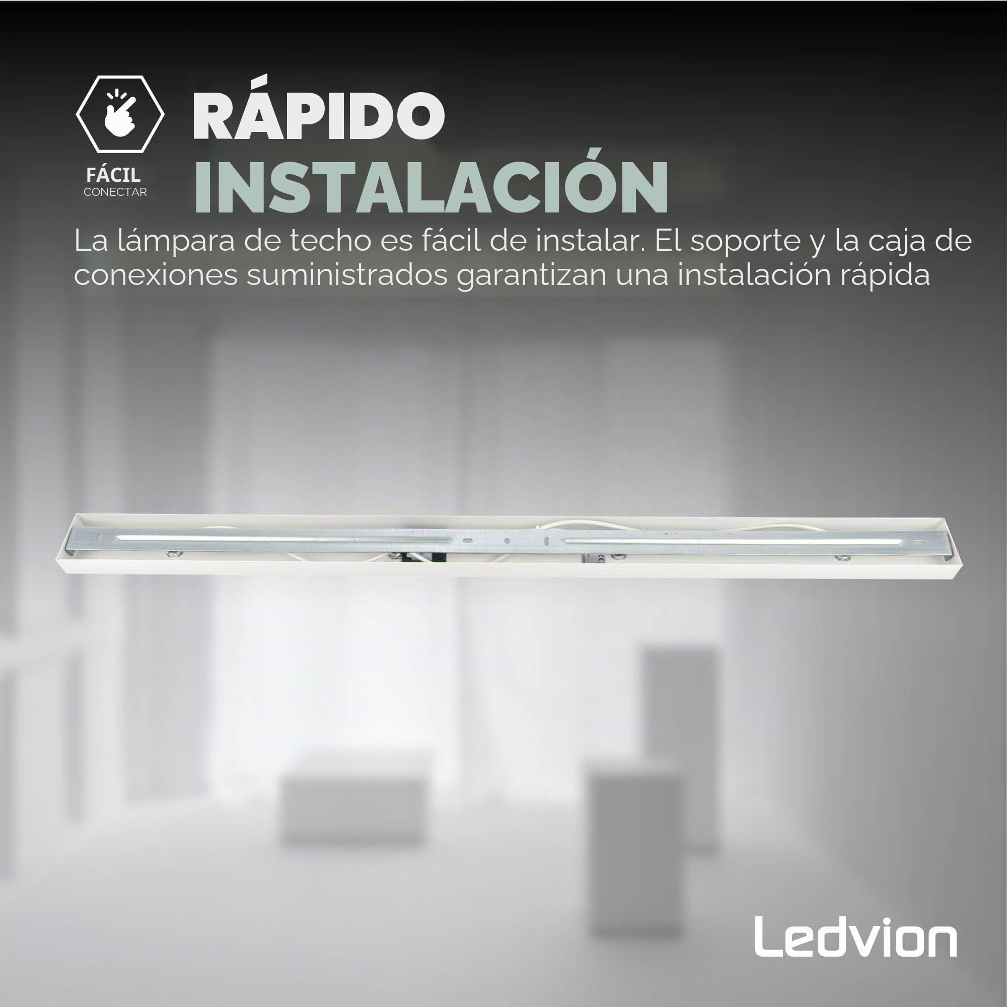 Ledvion - Foco de Techo LED, Blanco, 4 Luces, Regulable, 5W, 4000K, Rectangular, Casquillo GU10, IP20, Inclinable, Incluye Bombilla GU10 | Con bombilla suministrada para pasillo, salón, cocina, dormitorio e interior seco