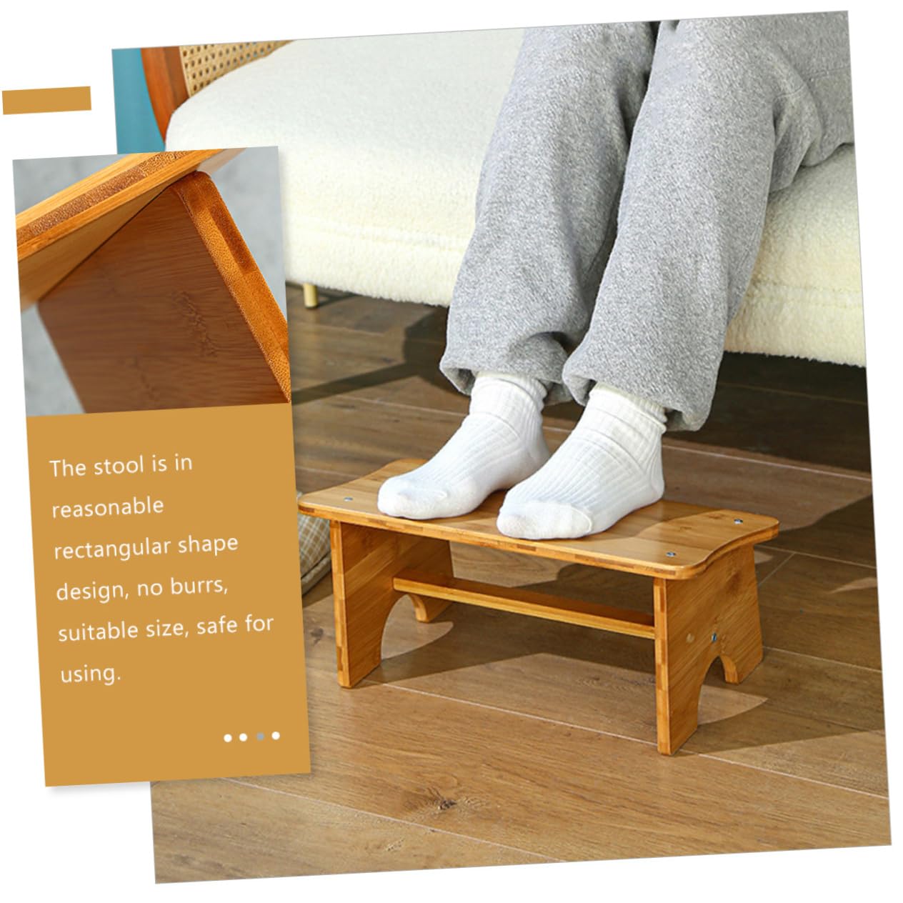 STOBAZA Mini Step Stool Wooden Footstool Toilet Foot Stool for Adults Potty Seat Safety Edge