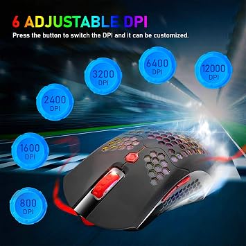 ZIYOU LANG Wired/Wireless Lightweight Gaming Mouse,16 RGB Backlit Mice with 7 Buttons Programmable Driver,PAW3325 12000DPI,Rechargeable 800mA Battery,Lightweight Honeycomb Shell Mouse for PC Gamer