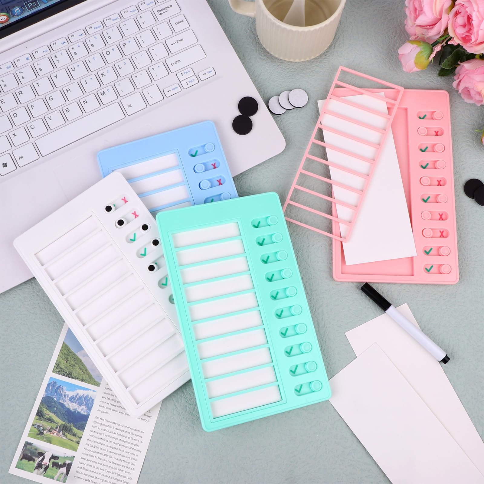 5 Tableaux Vierges Pour Listes De Tâches, Curseur Mobile Pour Enfants Tableaux De Controle Robustes Avec 10 Feuilles De Karton Vierge